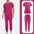 thumbnail image 1 of WULMLEO Mens Scrub Sets 2 Piece Crew Neck Button Comfortable Scrubs Outfits Medical Short Sleeve Trendy Nurse Uniform Tops and Pants Stretch Working Petite Nursing Workwear Hot Pink 2XL, 1 of 5