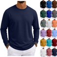 thumbnail image 1 of WULMLEO Mens Shirts Basic Long Sleeve Crew Neck Loose Fit Basic Layering Top 2026 Soft Breathable Ribbed Neckline Tees Casual Comfy T-shirts Navy S, 1 of 10