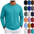 thumbnail image 1 of WULMLEO Mens Shirts Basic Long Sleeve Crew Neck Loose Fit Basic Layering Top 2026 Soft Breathable Ribbed Neckline Tees Casual Comfy T-shirts Turquoise XL, 1 of 10