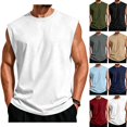 thumbnail image 1 of WULMLEO Mens Sleeveless Shirts Cotton Workout Tank Tops Cut Off Gym Muscle Loose Fit Tees White XL, 1 of 7