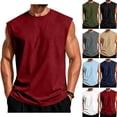 thumbnail image 1 of WULMLEO Mens Sleeveless Shirts Cotton Workout Tank Tops Cut Off Gym Muscle Loose Fit Tees Wine M, 1 of 7