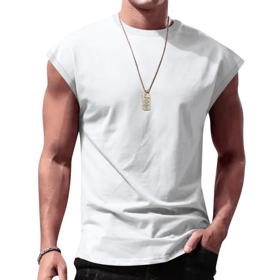WULMLEO Mens Sleeveless Tank Tops Workout Muscle Athletic Cut Off Tee Shirts Casual Loose Lightweight Running Gym Sports Shirts White 3XL