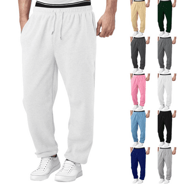 WULMLEO Mens Sweatpants Lightweight Plus Size Loose Fit Loungewear Comfy Drawstring Casual Cotton Wide Straight Leg Work Bottoms Baggy Big High Waisted Winter Yoga Joggers White 3XL