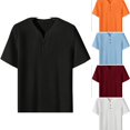 thumbnail image 1 of WULMLEO Mens T-Shirts Casual Summer Short Sleeve Athletic Work Tops Gym Workout Fashion Henley Shirts Black XL, 1 of 8