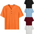 thumbnail image 1 of WULMLEO Mens T-Shirts Casual Summer Short Sleeve Athletic Work Tops Gym Workout Fashion Henley Shirts Orange XL, 1 of 8
