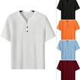 thumbnail image 1 of WULMLEO Mens T-Shirts Casual Summer Short Sleeve Athletic Work Tops Gym Workout Fashion Henley Shirts White L, 1 of 8