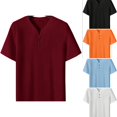 thumbnail image 1 of WULMLEO Mens T-Shirts Casual Summer Short Sleeve Athletic Work Tops Gym Workout Fashion Henley Shirts Wine 2XL, 1 of 8