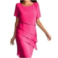 thumbnail image 1 of WULMLEO Mother of The Bride Dress for Wedding Summer Flowy Tiered Chiffon Ruffle Midi Evening Gown Mother Dresses Hot Pink 2XL, 1 of 4