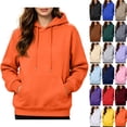thumbnail image 1 of WULMLEO Oversized Hoodies for Women Fall Drawstring Hooded Long Sleeve Solid Coat Casual Basic Work Sweaters Fashion Y2k Sweatshirts with Pocket Orange 2XL, 1 of 8