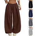 thumbnail image 1 of WULMLEO Oversized Wide Leg Baggy Sweatpants for Women Elastic Waist Casual Pants With Pockets Coffee M, 1 of 8