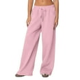 thumbnail image 1 of WULMLEO Oversized Wide Leg Pants Women Sweatpants Low Rise Fleece Baggy Sweatpants Full Length Lightweight Active Track Pants Pink XL, 1 of 7