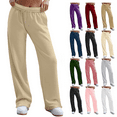 thumbnail image 1 of WULMLEO Pants for Women, Drawstring Elastic Waist Sweatpants Stretch Loose Fit Comfy Wide Straight Leg Sweat Pant Light Plus Size Summer Mujer Joggers Khaki XL, 1 of 9