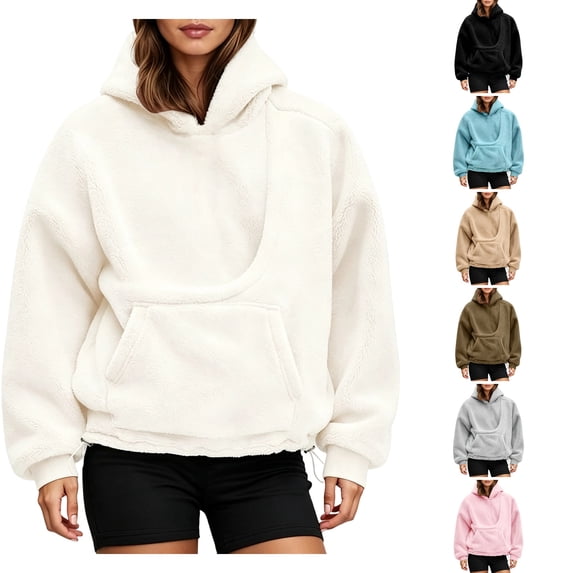 WULMLEO Pet Pouch Hoodies for Women Cat and Dog Pouch Hoodie Sweatshirt Oversized Comfy Pullover with Large Pockets Beige 2XL