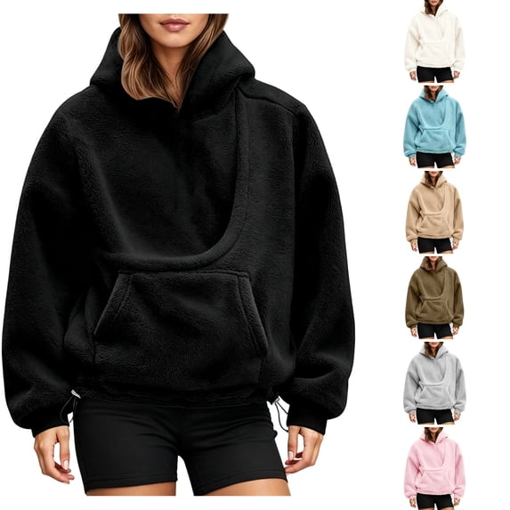 WULMLEO Pet Pouch Hoodies for Women Cat and Dog Pouch Hoodie Sweatshirt Oversized Comfy Pullover with Large Pockets Black L