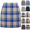 thumbnail image 1 of WULMLEO Plaid Skirts for Women High Waisted Pencil Mini Skirt Vintage Christmas Buffalo Plaid Skirt Bodycon Wool Winter Skirts Blue M, 1 of 4