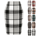 thumbnail image 1 of WULMLEO Plaid Skirts for Women Knee Length High Waisted Long Plaid Skirt Tartan Pencil Skirt Fall Holiday Tweed Midi Skirts Gray M, 1 of 4
