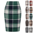 thumbnail image 1 of WULMLEO Plaid Skirts for Women Knee Length High Waisted Long Plaid Skirt Tartan Pencil Skirt Fall Holiday Tweed Midi Skirts Light Green M, 1 of 4