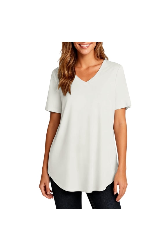 Plus Size Workout Tops for Women T Shirts Loose Fit V Neck Clothing Yoga Casual Summer White 2XL