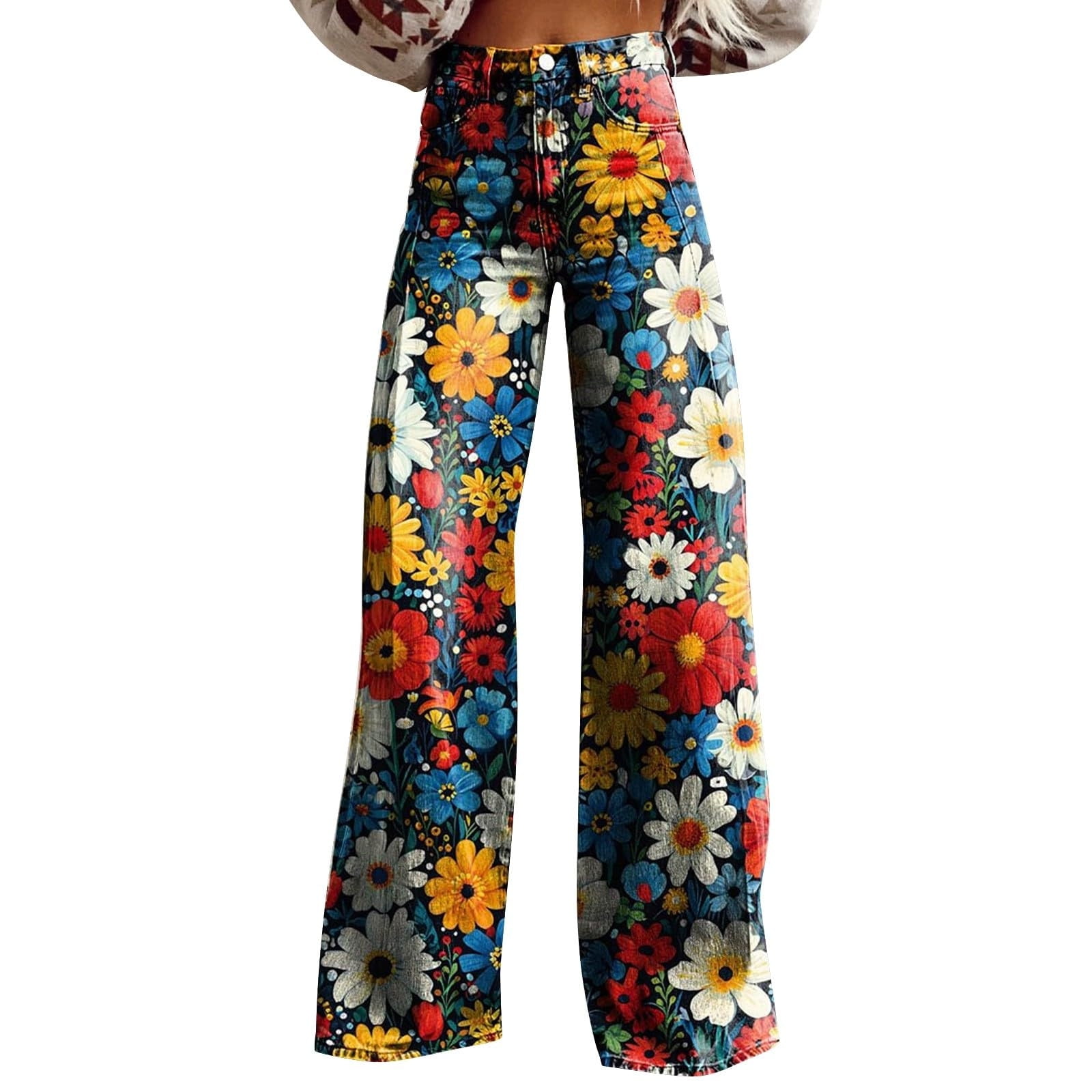 Versatile Printed Womens Jeans