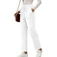 thumbnail image 1 of WULMLEO Ribbed Corduroy Pants Women Comfy Elastic High Waisted Straight Leg Pants with Pockets Pull On Work Trousers Slacks White M, 1 of 7