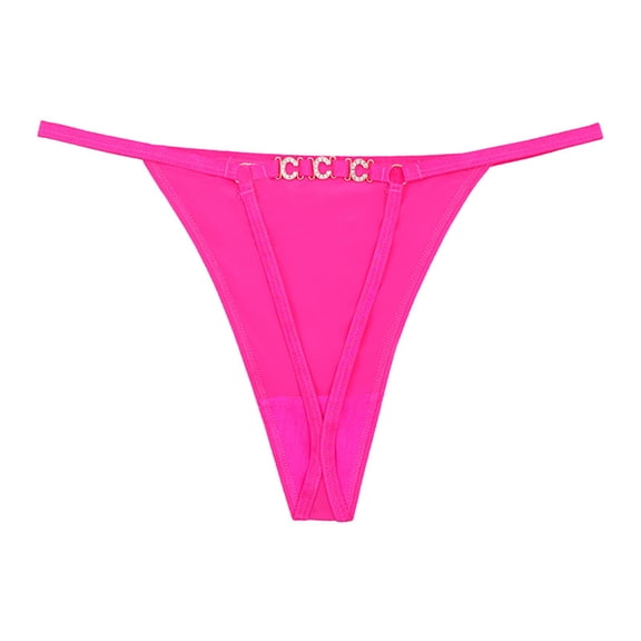 WULMLEO Seamless Thongs for Women T Back G String Low Rise Hipster Underwear Soft Breathable Sexy Bikini Lingerie Thongs Hot Pink S