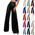 thumbnail image 1 of WULMLEO Sequin Pant for Women,2024 Spring Sparkly Glitter High Waist Wide Leg Palazzo Pant Party Club Trouser Bling Legging Black S, 1 of 6