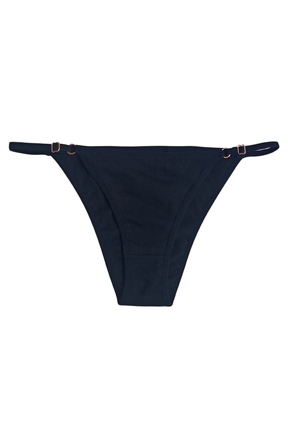 Sexy G-String Thong for Women – Solid Ring Linked Design Black L