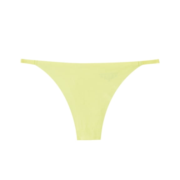 WULMLEO Sexy G-String Thong for Women – Solid Ring Linked Design Fluorescence Yellow M