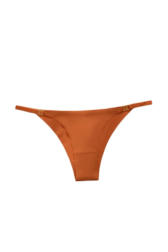 Sexy G-String Thong for Women – Solid Ring Linked Design Orange L
