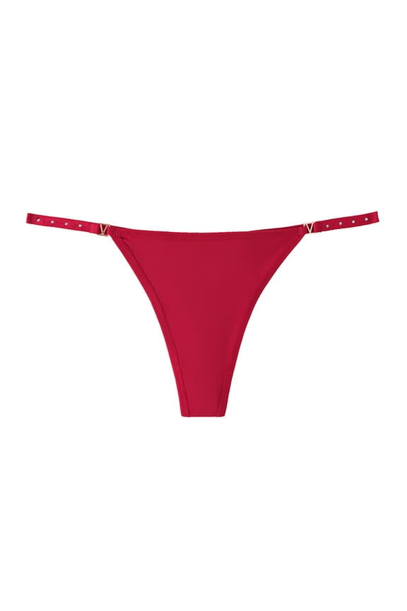 Sexy G-String Thong for Women – Solid Ring Linked Design Red M