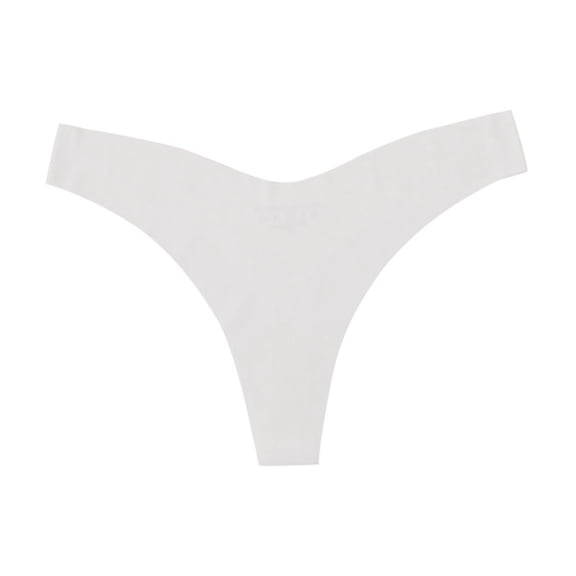 WULMLEO Sexy Seamless Thongs Panties for Women Low Rise T-Back No Show Bikini Briefs Ladies Seamless Hipster Underwear White XL