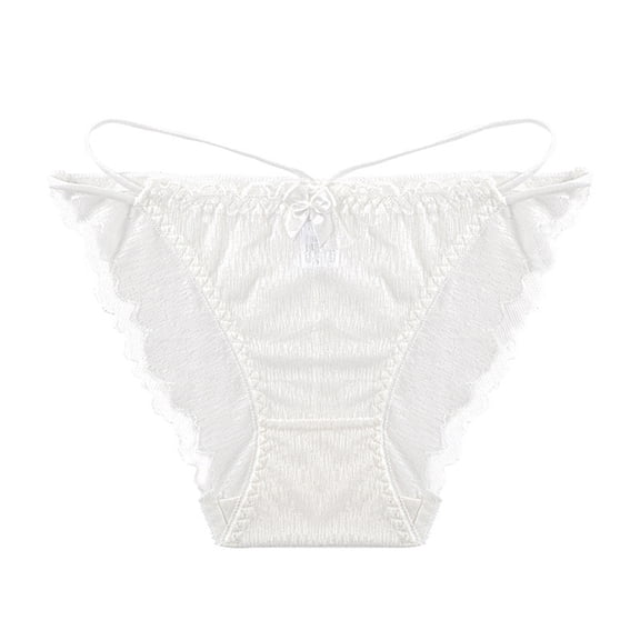 WULMLEO Silk Women's String Bikini Panties Sexy Ties Briefs Underpants White M