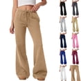 thumbnail image 1 of WULMLEO Sweatpants Women Flare Leggings Drawstring Wide Leg Baggy Y2k Yoga Pants Camel S, 1 of 8