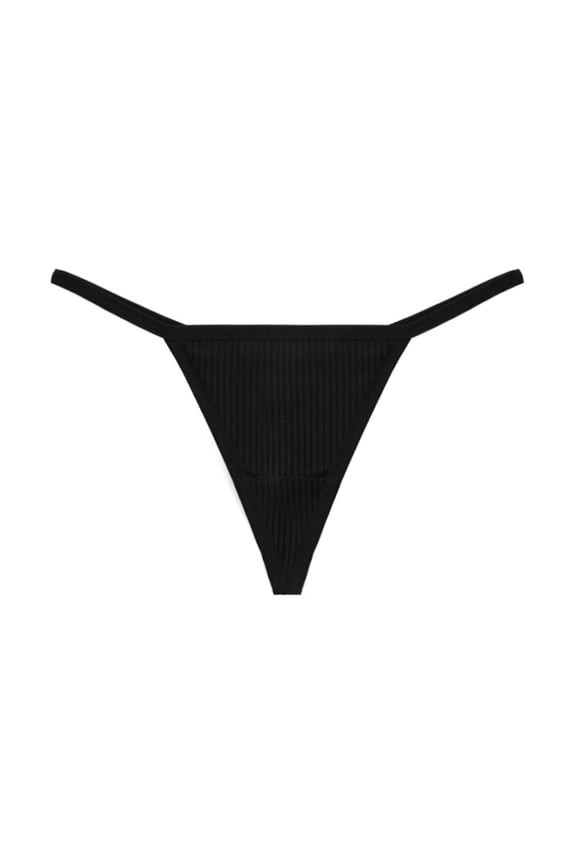 Thong Underwear Women Comfortable V String Panties Sexy Cozy T-Back Brief Seamless High Waisted Underwear Flowy Bikini Black L