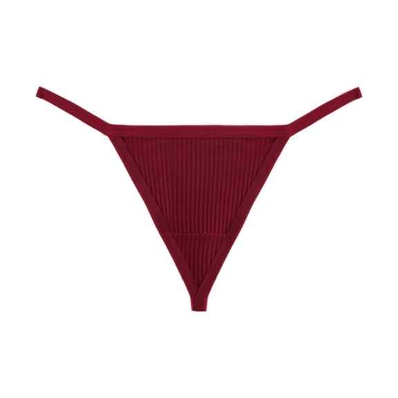 WULMLEO Thong Underwear Women Comfortable V String Panties Sexy Cozy T-Back Brief Seamless High Waisted Underwear Flowy Bikini Deep Red S