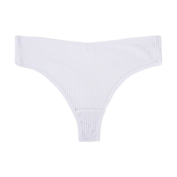 WULMLEO Thongs Breathable Panties for Women High Waisted Sexy Underpants Funny Underwear Tummy Control Solid Cheeky Hipsters White M