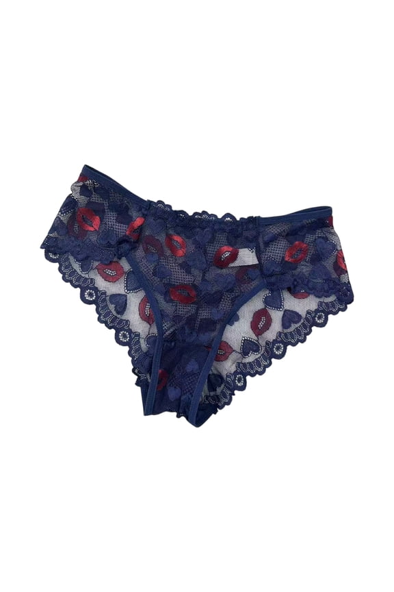 Thongs For Women Lace Bikini Underwear V-Waisted Fashion Sexy Panties Comfortable Thongs G String Lightweight Lingerie Dark Blue S