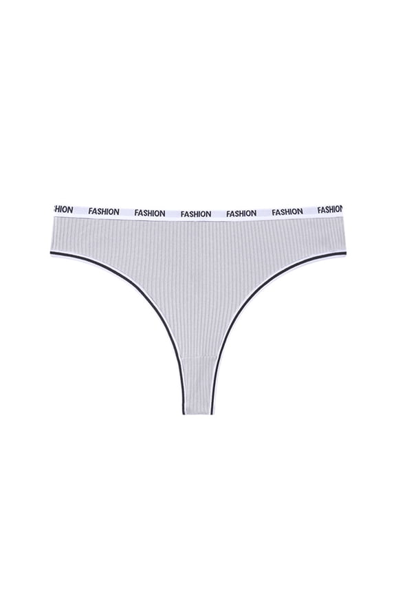 Thongs For Women Letter Print Bikini Thongs High Rise Seamless Baggy Underwear Lightweight Briefs String Soft Lingerie Gray M