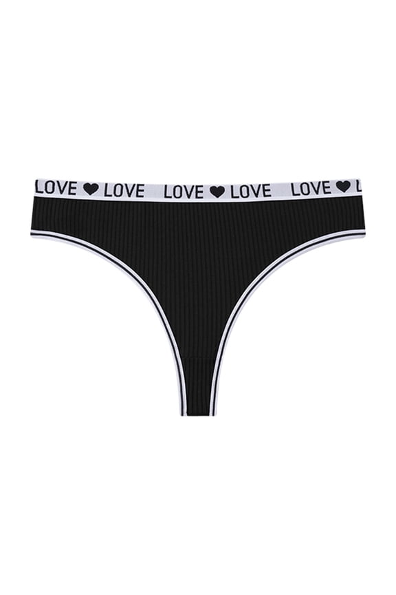 Thongs For Women Letter Print T-Back Thong Underwear Low Rise Fashion Baggy Underwear Sexy Panties String Slim Bikini Black S