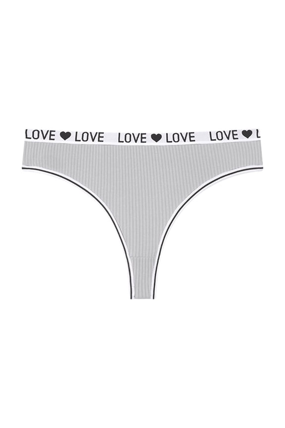 Thongs For Women Letter Print T-Back Thong Underwear Low Rise Fashion Baggy Underwear Sexy Panties String Slim Bikini Gray M