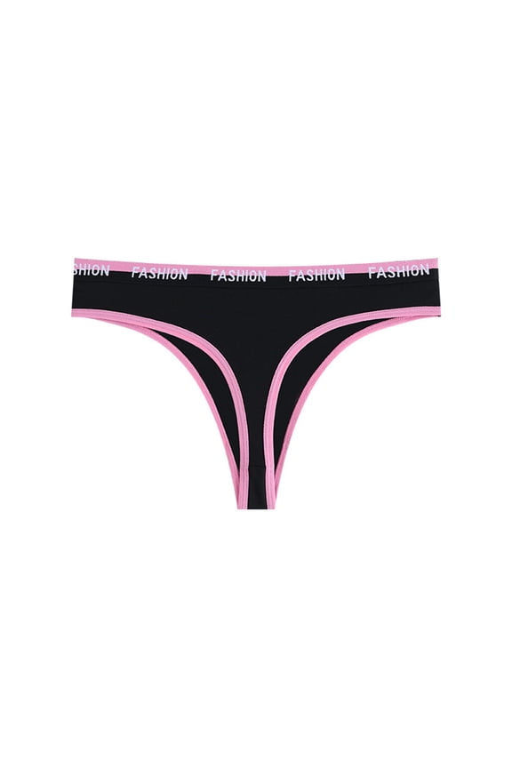 Thongs For Women Letter Print T-Back Thong Underwear Low Rise Fashion Baggy Underwear Sexy Panties String Slim Bikini Pink M