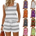 thumbnail image 1 of WULMLEO Two Piece Sets for Women Striped Work Out Loose Lounge Floral 2 Piece Women's Outfits Casual 2026 Fashion Sleeveless Tank Tops Vacation Spring Cute Drawstring Shorts White 2XL, 1 of 7