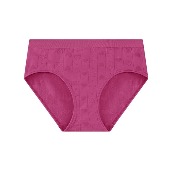 WULMLEO Underwear for Women Sexy Stretch Mid High Rise Seamless Underwear Comfort Breathable No Show Solid Color Panties Hot Pink S