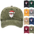 thumbnail image 1 of WULMLEO Unisex Vintage Christmas Baseball Hats Santa Pattern Embroidery Multi Sun Hats Army Green One Size, 1 of 6
