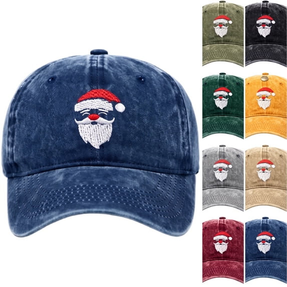 WULMLEO Unisex Vintage Christmas Baseball Hats Santa Pattern Embroidery Multi Sun Hats Navy One Size