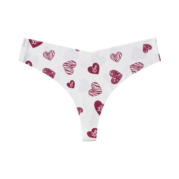 WULMLEO Valentines Seamless Thongs For Women G-String Ladies Thongs Comfortable No Show Sexy Stretch Soft Panties White S