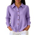 thumbnail image 1 of WULMLEO Waffle Knit Button Down Shirts for Women Casual Oversized Long Sleeve Collared Sweater Dressy Blouse Fall Tops Purple XL, 1 of 6