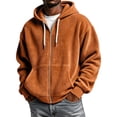 thumbnail image 1 of WULMLEO Waffle Knit Hoodies for Men Full Zip Drawstring Hooded Sweatshirts with Pocket Lightweight Loose Fit Athletic Jackets Saffron 3XL, 1 of 5