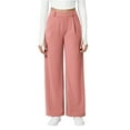 thumbnail image 1 of WULMLEO Wide Leg Pants for Women Stretchy Pull On Work Pants High Waisted Business Casual Trousers Slacks with Pockets Pink 2XL, 1 of 5