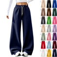 thumbnail image 1 of WULMLEO Wide Leg Sweatpants Women Baggy Elastic High Waisted Lounge Pants 2026 0versized Soft Relaxed Fit Workout Trousers with Pockets Navy XL, 1 of 9